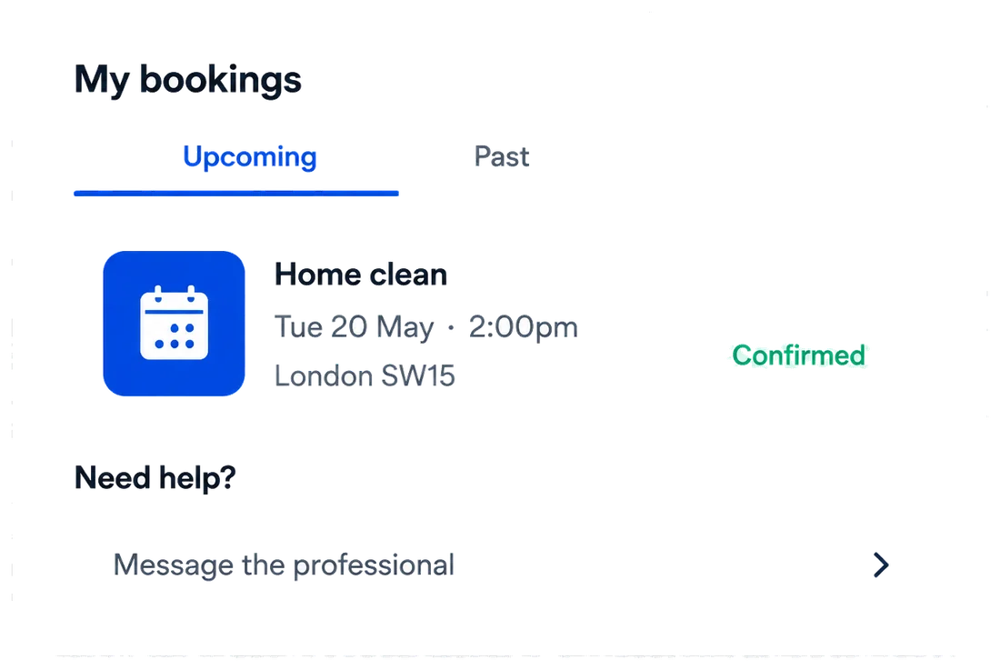 LocalPickr account showing an upcoming confirmed home cleaning booking