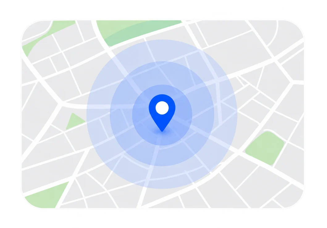 Map showing a local service area