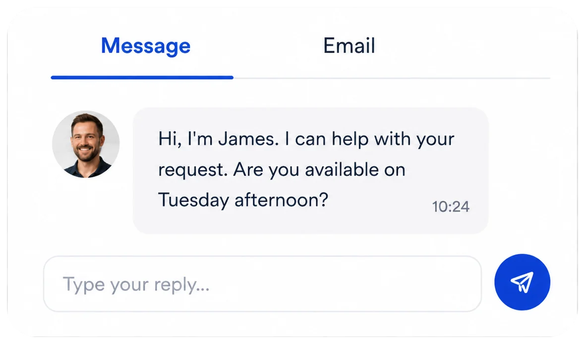 Message from a local professional offering to help