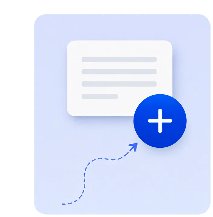 Document and plus symbol representing a new customer request